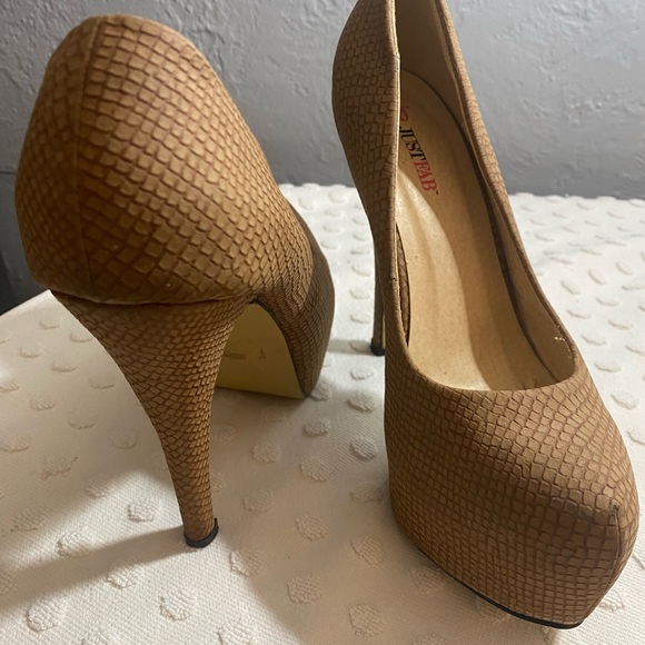 Just Fab Tan Reptile Print Skyla Heel - Picture 6 of 16